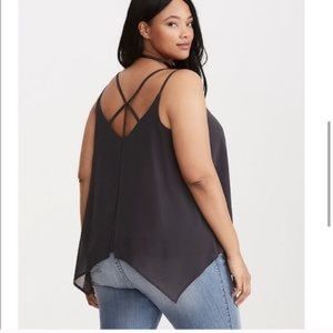 Gray Chiffon Torrid Cross Cross Back Tank